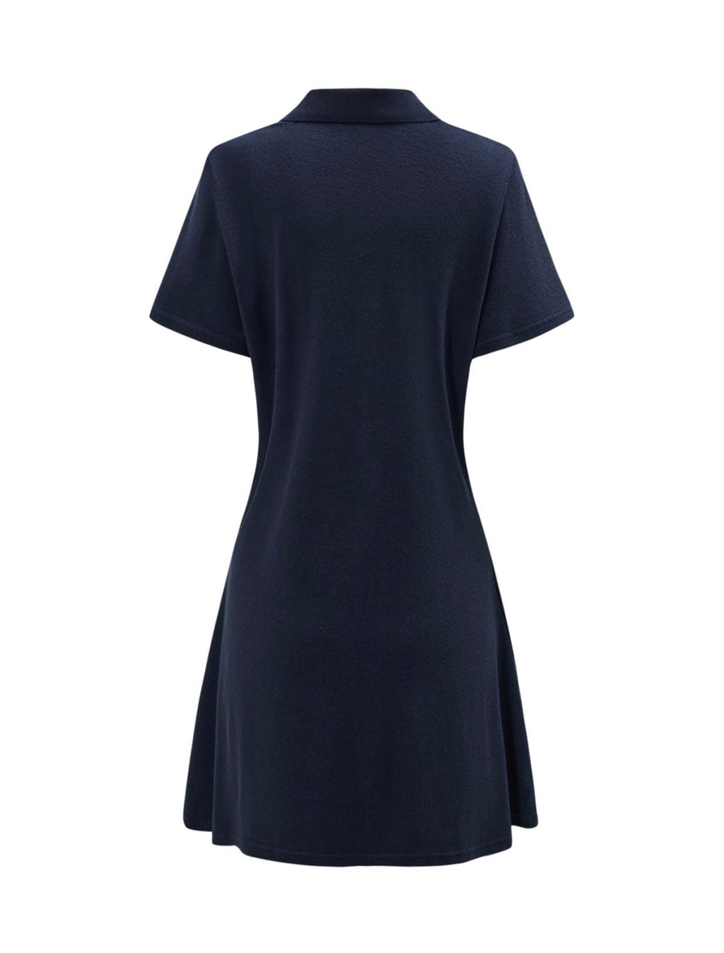 Navy blue dress on a white background