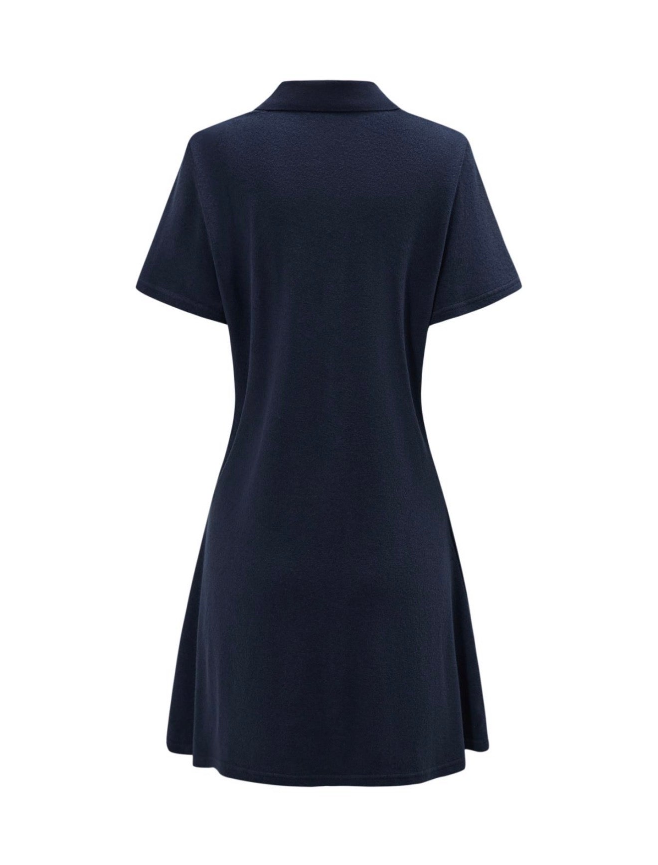 Navy blue dress on a white background