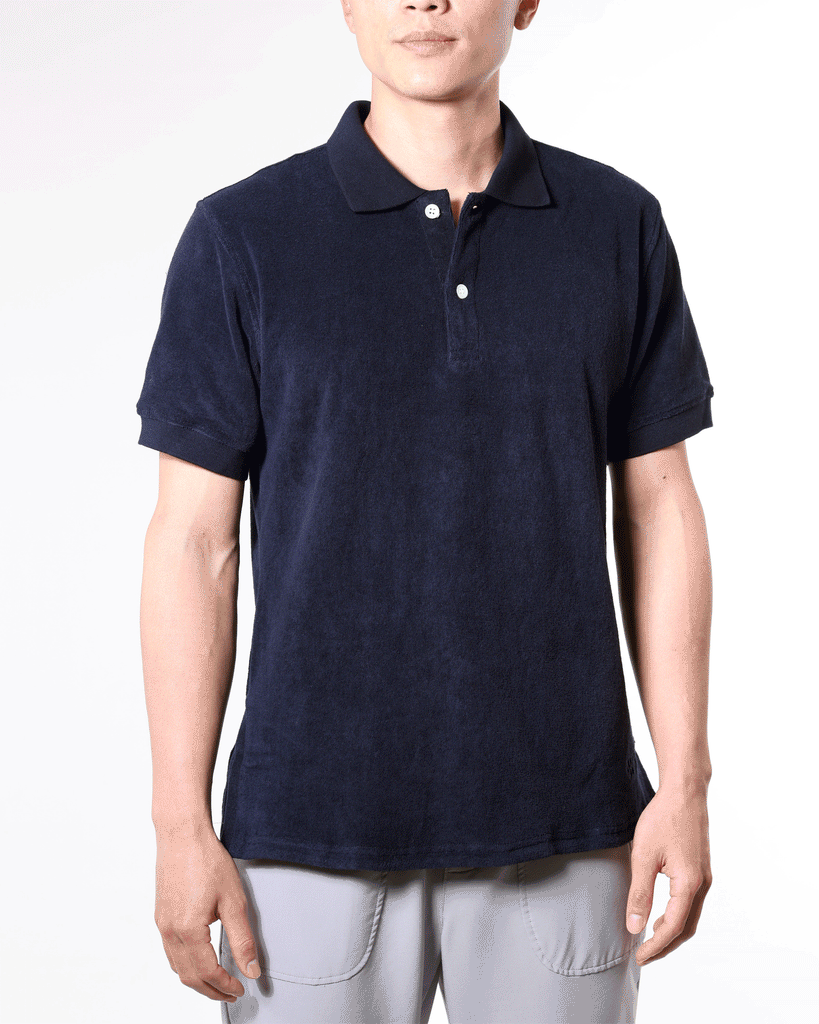 "men's polo shirt", "terry cloth", "organic cotton", "moisture-wicking", "breathable", "casual", "versatile", "premium", "luxury"